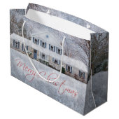 Ursprüngliches Winterschnee Rustikales Open House Große Geschenktüte (Rückseite Schrägansicht)
