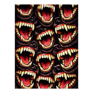 Ursprüngliches Wolfspack Fletschende Fänge Horror Poster