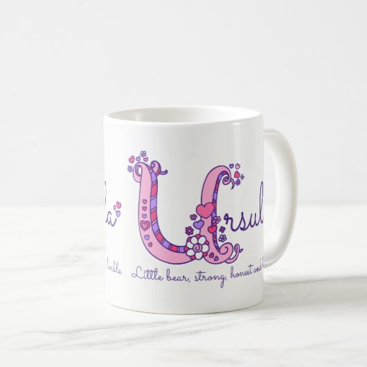 Ursula initiale U name meint doodle art Tasse (VorderseiteRechts)