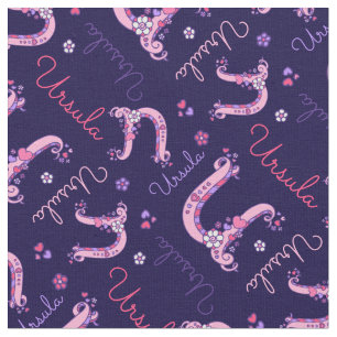 Ursula Letter U Monogram Herz Blume Stoff