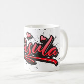 Ursula red Heart Graffiti Tasse Kaffeetasse (VorderseiteRechts)
