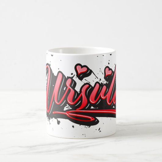 Ursula red Heart Graffiti Tasse Kaffeetasse (Mittel)