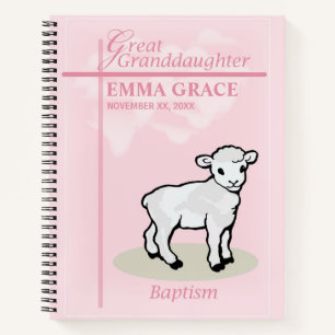 Urtaufe Rosa Mädchen Lamm Notizblock