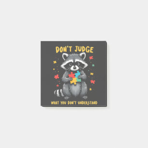 Urteilen Sie nicht, was Sie Raccoon nicht verstehe Post-it Klebezettel