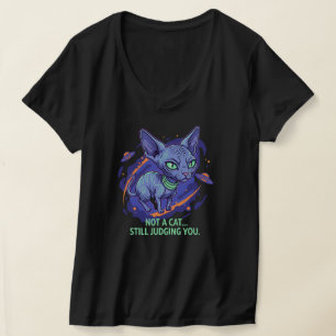 Urteilende Alien Sphynx-Katze Sci-Fi Humor Kunst T-Shirt