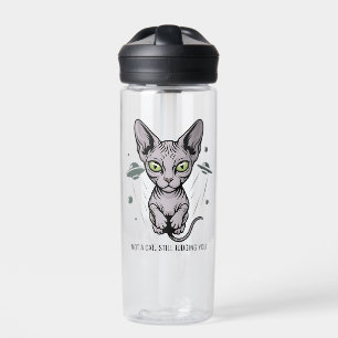 Urteilende Sphynx-Katze in Weltraum-Kunst Trinkflasche