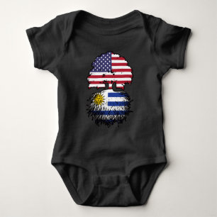 Uruguay American USA Tree Roots Flag Baby Strampler