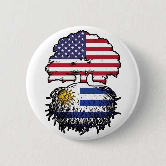 Uruguay American USA Tree Roots Flag Button (Vorderseite)