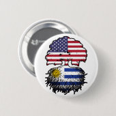 Uruguay American USA Tree Roots Flag Button (Vorne & Hinten)