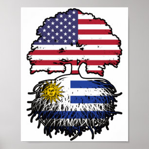 Uruguay American USA Tree Roots Flag Poster