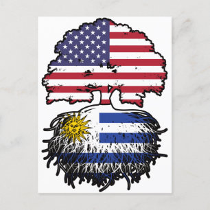 Uruguay American USA Tree Roots Flag Postkarte