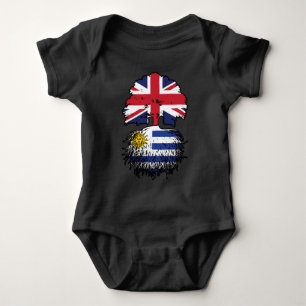 Uruguay British UK Tree Roots Flag Baby Strampler