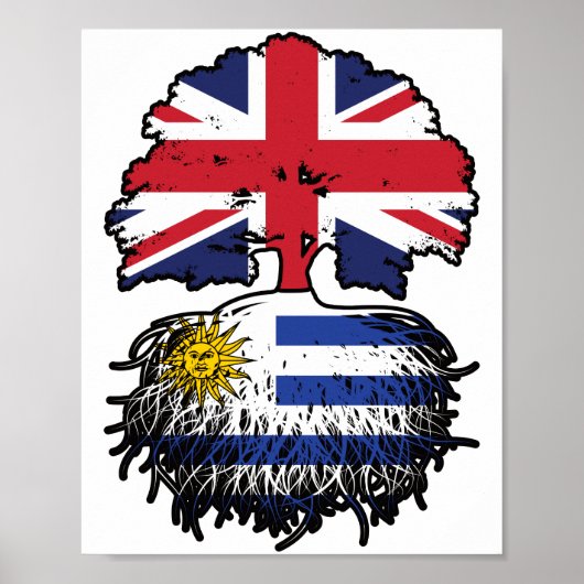 Uruguay British UK Tree Roots Flag Poster (Vorne)
