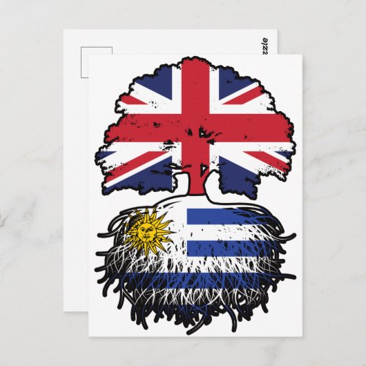Uruguay British UK Tree Roots Flag Postkarte (Vorne/Hinten)