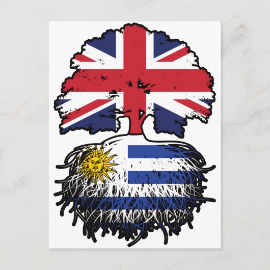 Uruguay British UK Tree Roots Flag Postkarte (Vorderseite)