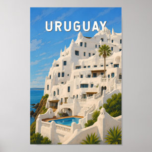 Uruguay Casapueblo Illustration Reise Kunst Vintag Poster