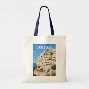 Uruguay Casapueblo Illustration Reise Kunst Vintag Tragetasche
