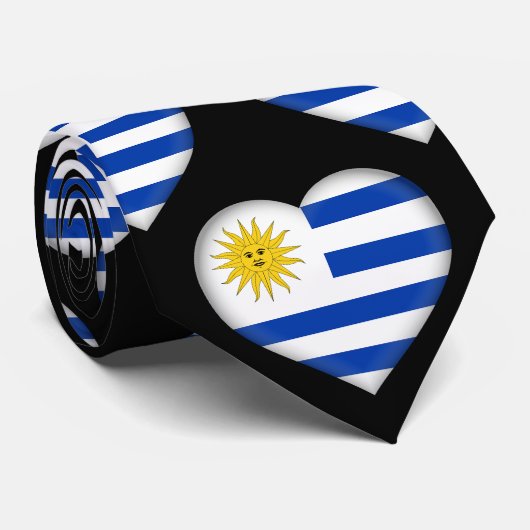 Uruguay Flag Farben Herzmuster Neck Tie Krawatte (Gerollt)