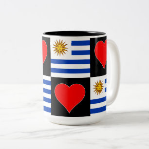 Uruguay Flag Herz Muster Fun Patriotic Uruguayan Zweifarbige Tasse