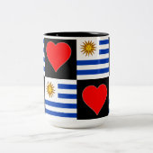Uruguay Flag Herz Muster Fun Patriotic Uruguayan Zweifarbige Tasse (Mittel)