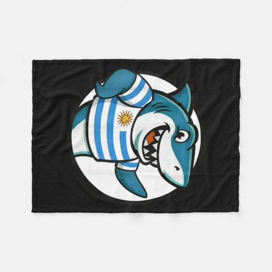 Uruguay Flag Shark Funny Uruguayan Fleecedecke (Vorderseite (Horizontal))