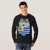 Uruguay Flag Siberian Husky Dog In Pocket T-Shirt (Vorne ganz)