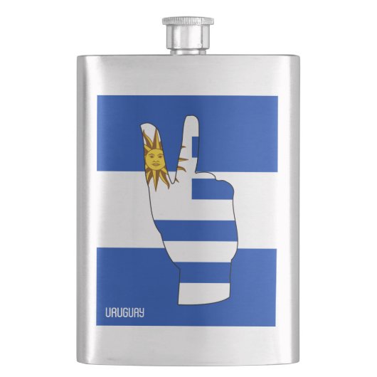 Uruguay Flag Sieg Sign Patriotic Flachmann (Vorderseite)