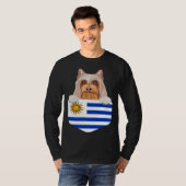 Uruguay Flag Silky Terrier Dog In Pocket T-Shirt (Vorne ganz)