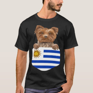 Uruguay Flag Yorkshire Terrier Hund in Pocket T-Shirt