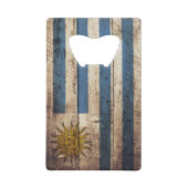 Uruguay-Flagge auf altem hölzernem Korn Geldkarten Flaschenöffner (Rückseite)