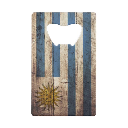 Uruguay-Flagge auf altem hölzernem Korn Geldkarten Flaschenöffner (Rückseite)
