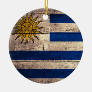 Uruguay-Flagge aus altem Holz Keramikornament