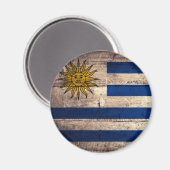 Uruguay-Flagge aus altem Holz Magnet (Vorderseite/Rückseite)