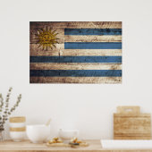 Uruguay-Flagge für Altholzkörner Poster (Küche)
