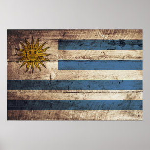 Uruguay-Flagge für Altholzkörner Poster