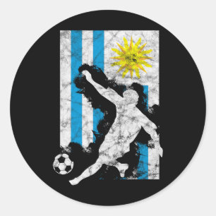 Uruguay-Flagge Fußballspieler-Team Runder Aufkleber