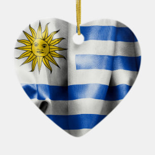 Uruguay-Flagge Herzförmiger Anhänger Keramik Ornament