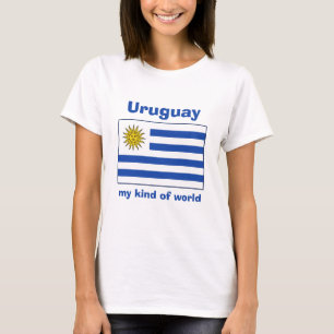 Uruguay-Flagge + Karte + Text-T-Shirt T-Shirt