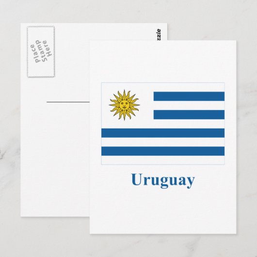 Uruguay-Flagge mit Name Postkarte (Vorne/Hinten)