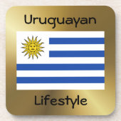 Uruguay-Flagge+Text-Untersetzer Getränkeuntersetzer (Vorderseite)