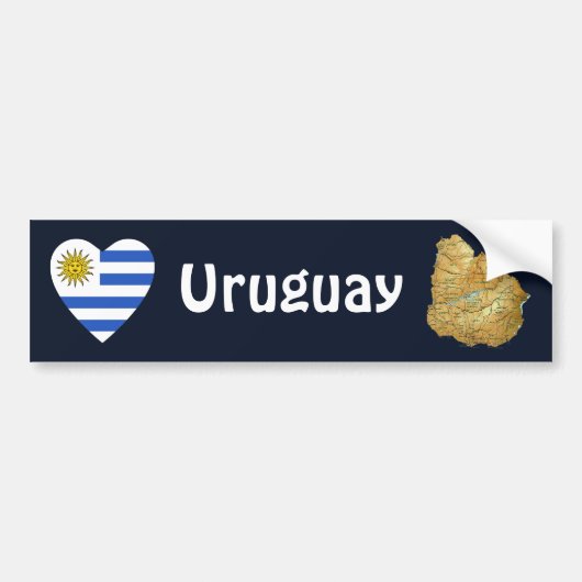 Uruguay Flaggenherz + Karte Autoaufkleber (Vorne)