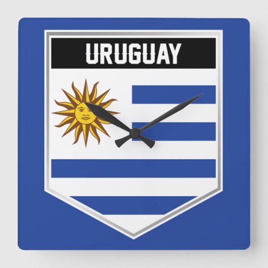 Uruguay-Flaggenschild Quadratische Wanduhr (Vorderseite)