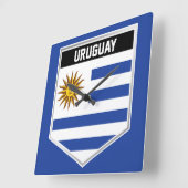 Uruguay-Flaggenschild Quadratische Wanduhr (Winkel)