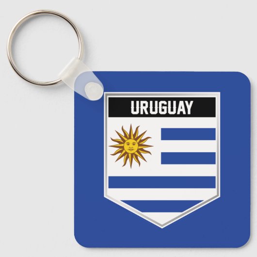 Uruguay-Flaggenschild Schlüsselanhänger (Vorderseite)
