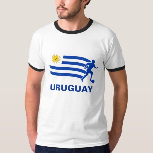 Uruguay-Fußballflagge T-Shirt (Vorderseite)