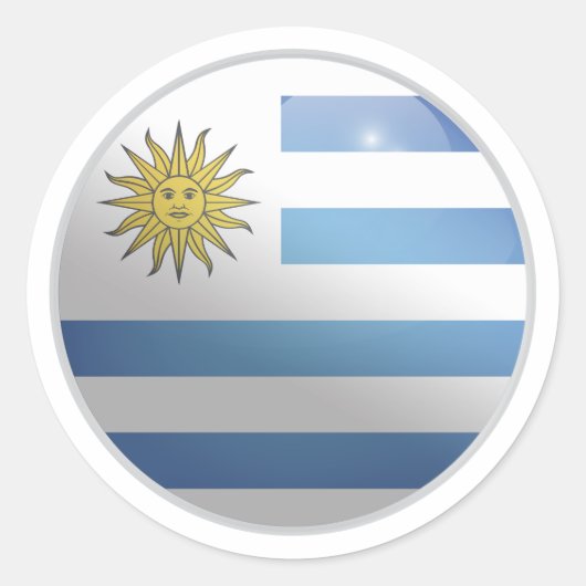 Uruguay Glossy Circle Flag Runder Aufkleber (Vorderseite)