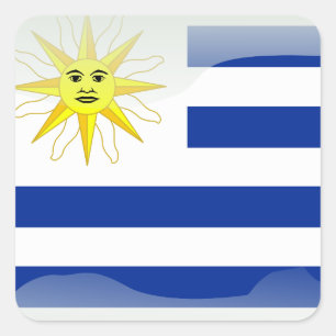 Uruguay-Hochglanzflagge Quadratischer Aufkleber