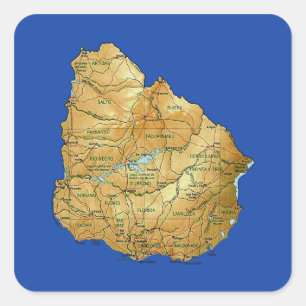 Uruguay-Karten-Aufkleber Quadratischer Aufkleber