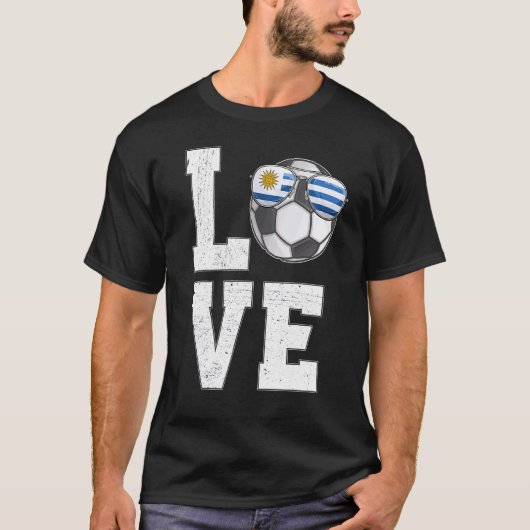 Uruguay Liebe Fußball Flagge T-Shirt (Vorderseite)