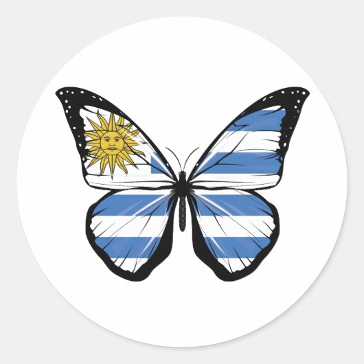 Uruguay-Schmetterlingsflagge Runder Aufkleber (Vorderseite)